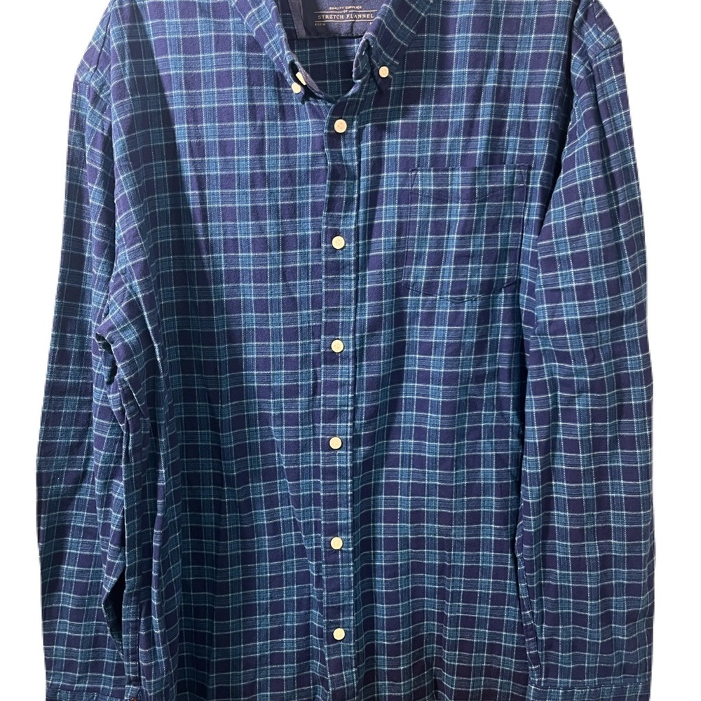 JACHS New York Blue Plaid Flannel Shirt Men’s 2XL Button Down Long Sleeve NWT
